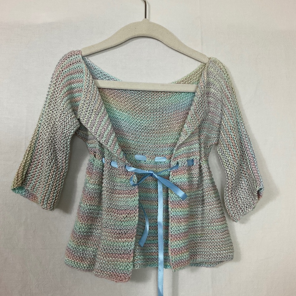 Crochet BabetteCardigan Toddler Size 1 -3 Rainbow color Toddler Sweater Size 1-3